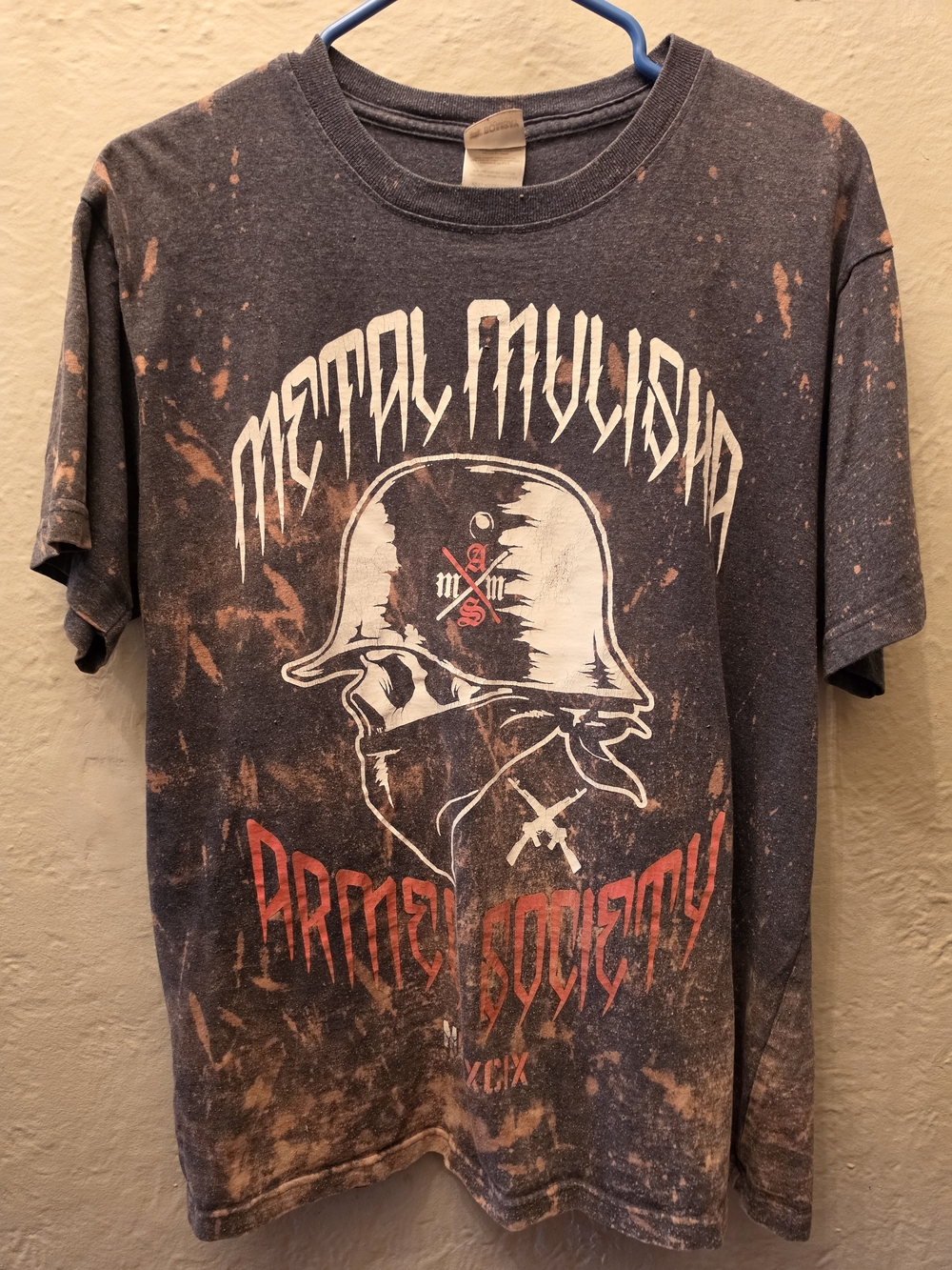 Metal Mulisha Army Division Distressed Graphic Tee M Bleach Splatter Moto